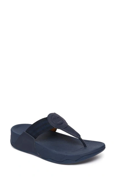 Shop Fitflop Walkstar Flip Flop In Midnight Navy Nappa Leather