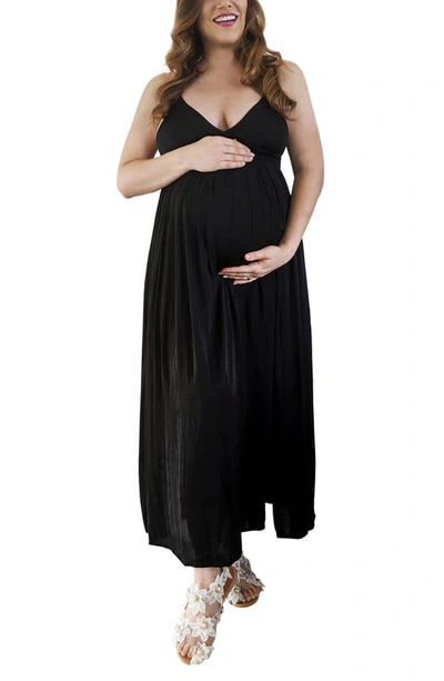 Emilia George Fabric Matters Edita Maternity Maxi Dress In Oxford Black