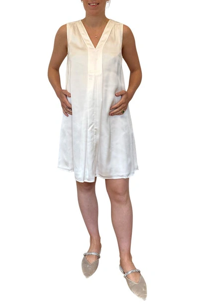 Shop Emilia George Cecilia Maternity/nursing Dress In Satin White