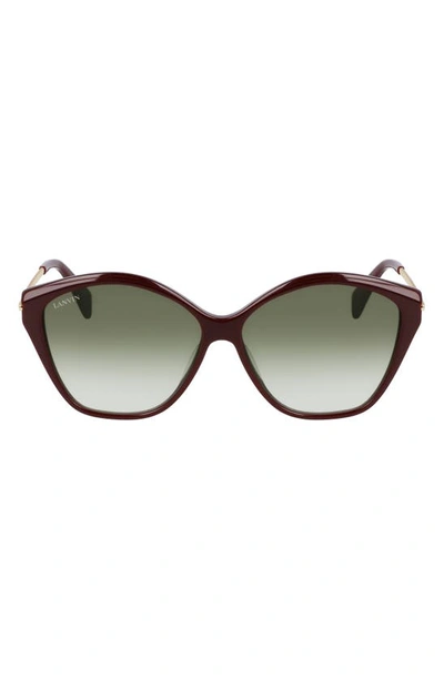 Shop Lanvin Babe 59mm Gradient Cat Eye Sunglasses In Burgundy