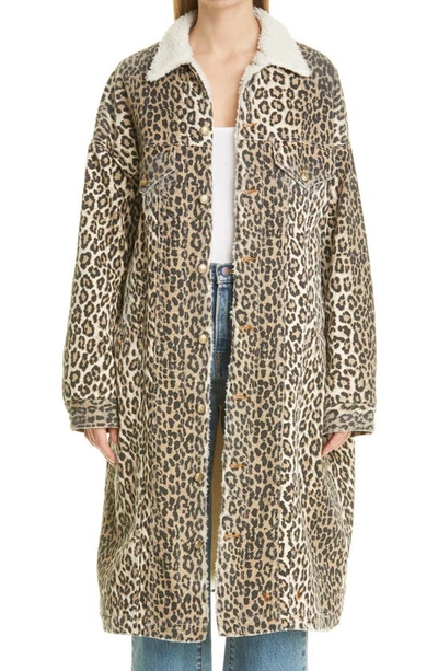 Shop R13 Lyle Leopard Print Long Trucker Jacket In Tyler Leopard