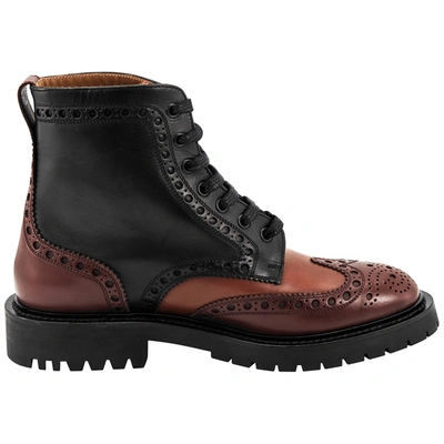 Shop Burberry Mens Brogue Detail Leather Boots