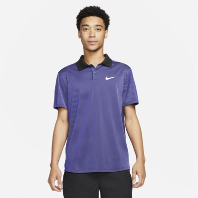 Shop Nike Court Dri-fit Adv Slam Men's Tennis Polo In Dark Purple Dust,black,white