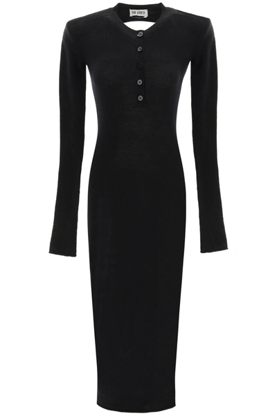 Shop Attico The  Wool Midi Dress With Cut-out In Black