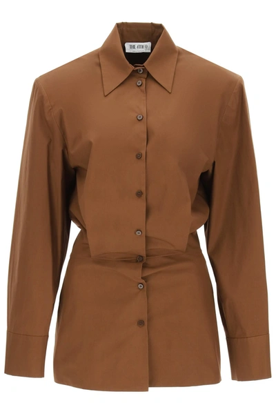 Shop Attico The  Margot Mini Shirt Dress In Brown
