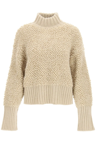 Shop Attico The  Turtleneck Wool Sweater In Beige