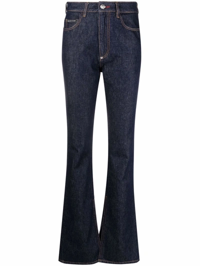 Shop Philipp Plein High-waisted Flared Jeans In Blue