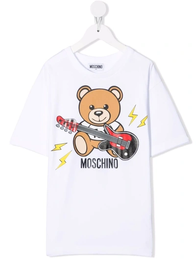 Shop Moschino Teddy Bear-motif Cotton T-shirt In White