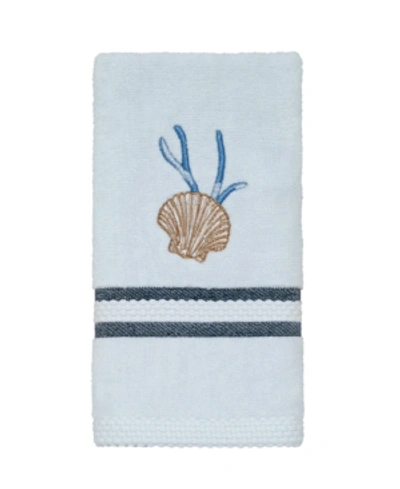 Shop Avanti Blue Lagoon Ombre Seashells Fingertip Towel, 11" X 18" In Steel