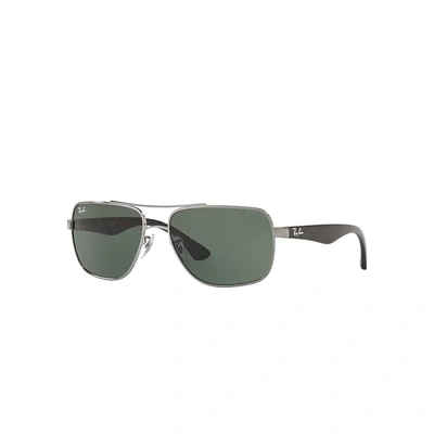 Shop Ray Ban Sunglasses Man Rb3483 - Gunmetal Frame Green Lenses 60-16