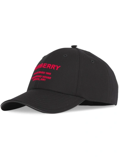 Shop Burberry Classic Embroidered Logo Baseball Cap Black And Red