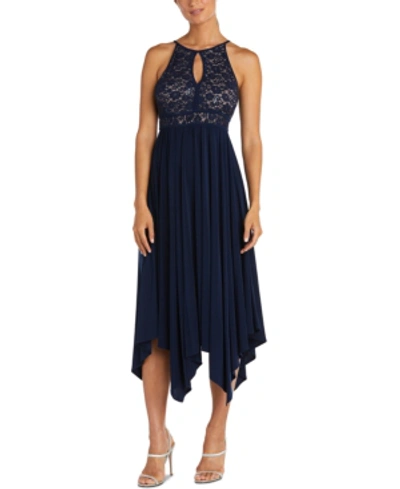 Shop Nightway Lace Fit & Flare Dress In Navy Blue