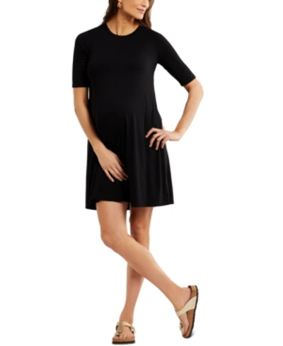 Shop A Pea In The Pod Short Sleeve Basic Casual A-line Maternity Dress In Black