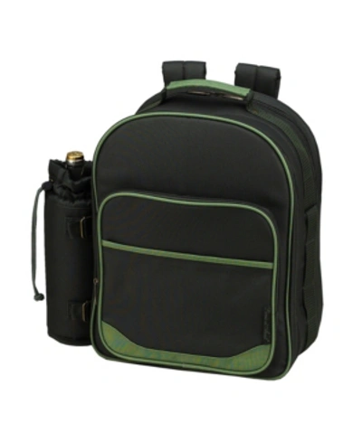 Picnic At Ascot Deluxe 4 Person Picnic Backpack Cooler With Insulated Wine Pouch In Evergreen