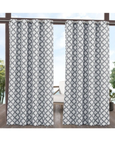 Shop Exclusive Home Curtains Bamboo Trellis Indoor - Outdoor Light Filtering Grommet Top Curtain Panel Pair, 54" X 96",  In Dark Gray