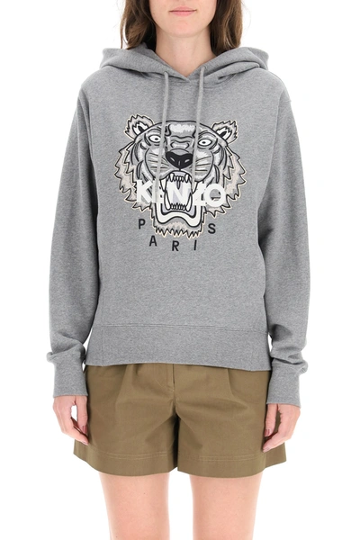 Shop Kenzo Hoodie With Tiger Embroidery In Mixed Colours