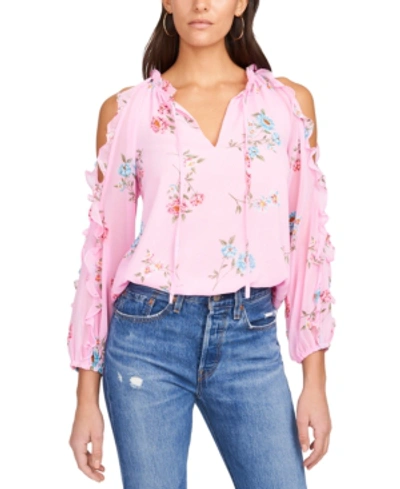 Shop 1.state Trendy Plus Size Ruffled Cold-shoulder Printed Top In Prospect Blooms