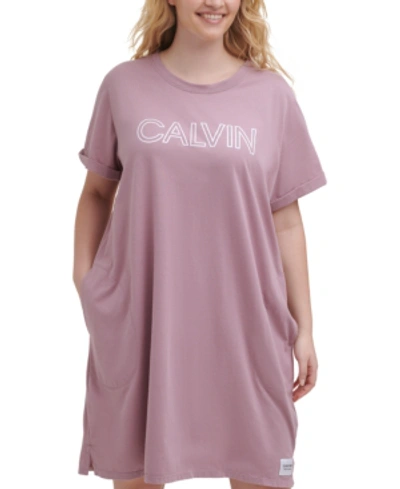 Calvin Klein Performance Plus Size Logo T shirt Dress In Stardust ModeSens