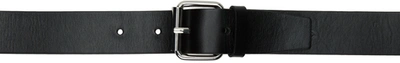 032c Black Double Buckle Leather Belt In Black