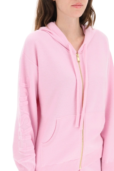 Shop Versace Wool And Cashmere Hoodie In Pink