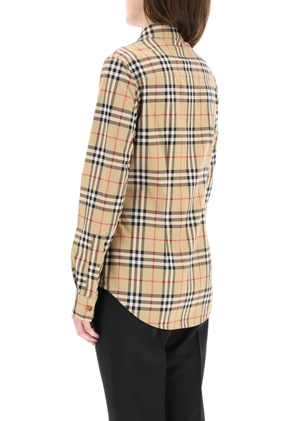 Shop Burberry Lapwing Button Down Shirt In Beige,brown