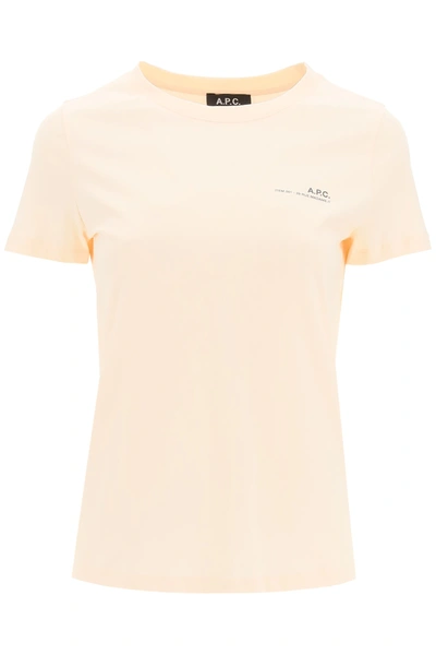 Shop Apc Item 001 Logo Print T-shirt In Pink