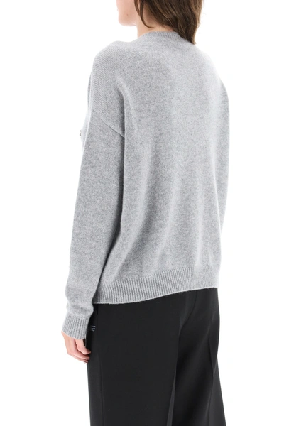 Shop Max Mara Rodeo Sweater M Logo With Crystals In Grey