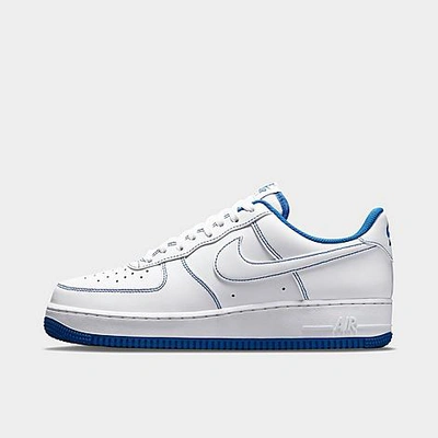 Shop Nike Men's Air Force 1 '07 Stitch Casual Shoes In White/white/game Royal