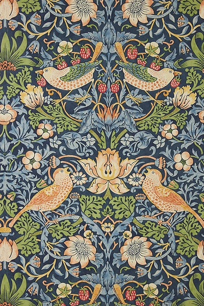 Shop Morris & Co. Strawberry Thief Wallpaper By  In Blue Size Swatch