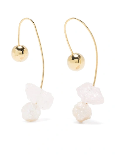 Shop Marni Quartz Detailed Bead Earrings In 金色