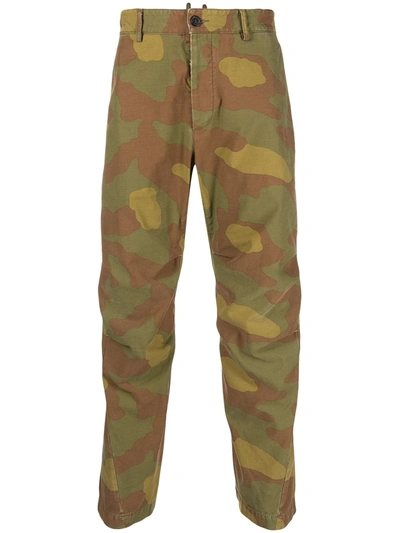 Shop Dsquared2 Camouflage Cargo Trousers In 绿色