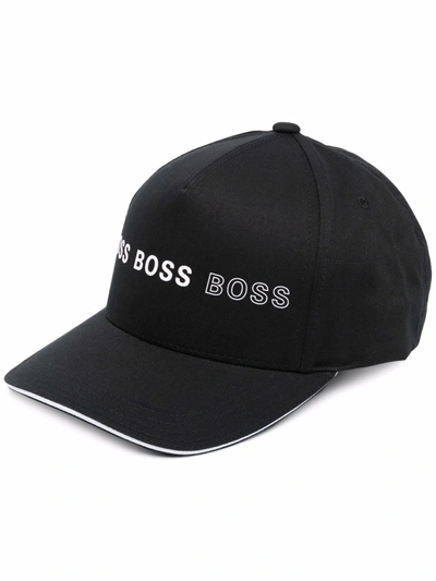 Shop Hugo Boss Two-tone Logo-print Cap In 黑色