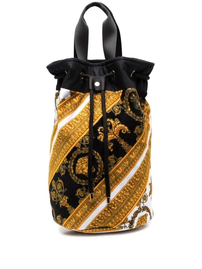 Shop Versace Barocco-print Backpack In 橘色