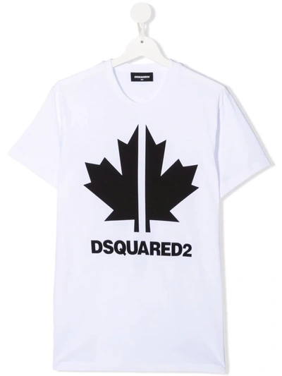 Shop Dsquared2 Teen Logo-print Cotton T-shirt In 白色