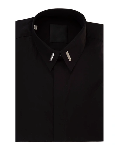 Shop Givenchy Man Black Poplin Shirt With Metal Details