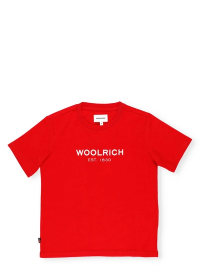 Shop Woolrich Logo T-shirt In Red