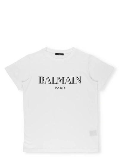 Shop Balmain Logo T-shirt In White