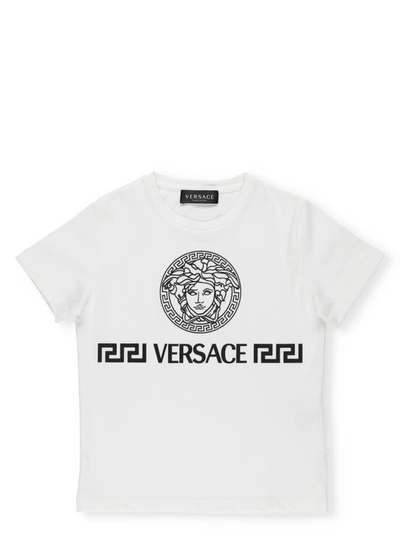 Shop Versace Cotton T-shirt In Bianco+nero