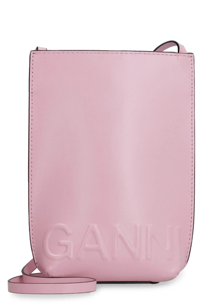 Shop Ganni Leather Mini Crossbody Bag In Pink
