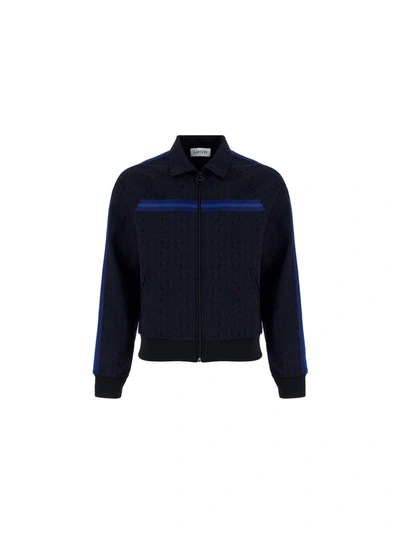 Shop Lanvin Sweatshirt In Black Midnight Blue