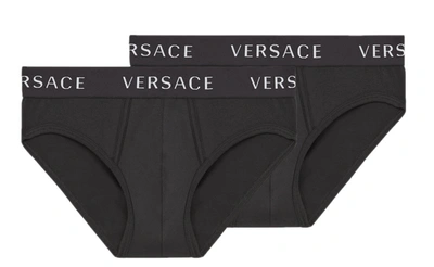 Shop Versace Bi-pack Slip In Black