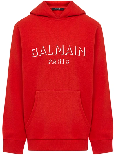 Shop Balmain Paris Kids Sweatshirt In Red
