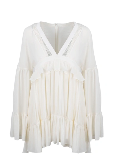 Shop Saint Laurent Silk Muslin Mini Dress In White
