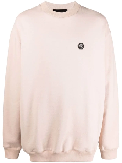 Shop Philipp Plein Logo-plaque Long-sleeved Sweatshirt In Nude