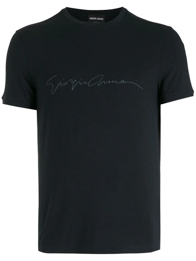 Shop Giorgio Armani Logo-print T-shirt In Blau