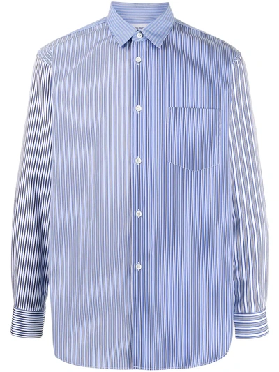 Shop Comme Des Garçons Shirt Mix Striped Shirt In Blau