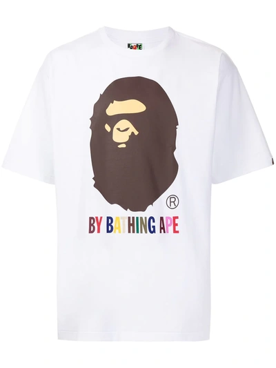 Shop A Bathing Ape Logo-print Cotton T-shirt In Weiss