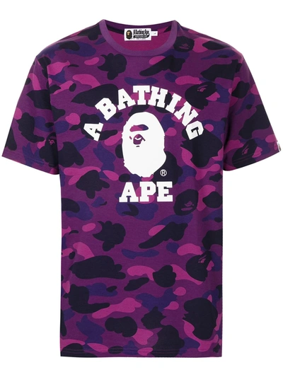 Shop A Bathing Ape Camouflage-print T-shirt In Violett