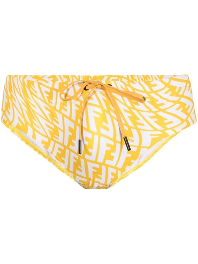 Shop Fendi Ff Vertigo Swimming Briefs In Gelb
