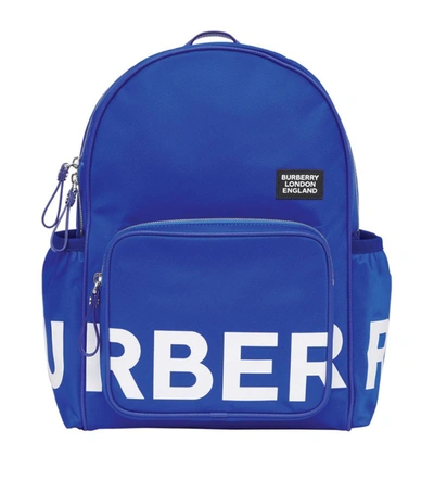 Shop Burberry Kids Econyl Logo Print Backpack In Blue